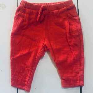 Zara red linen type pants size 6/9 months