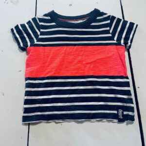 Osh Kosh neon orange and blue striped tee size 3 months.